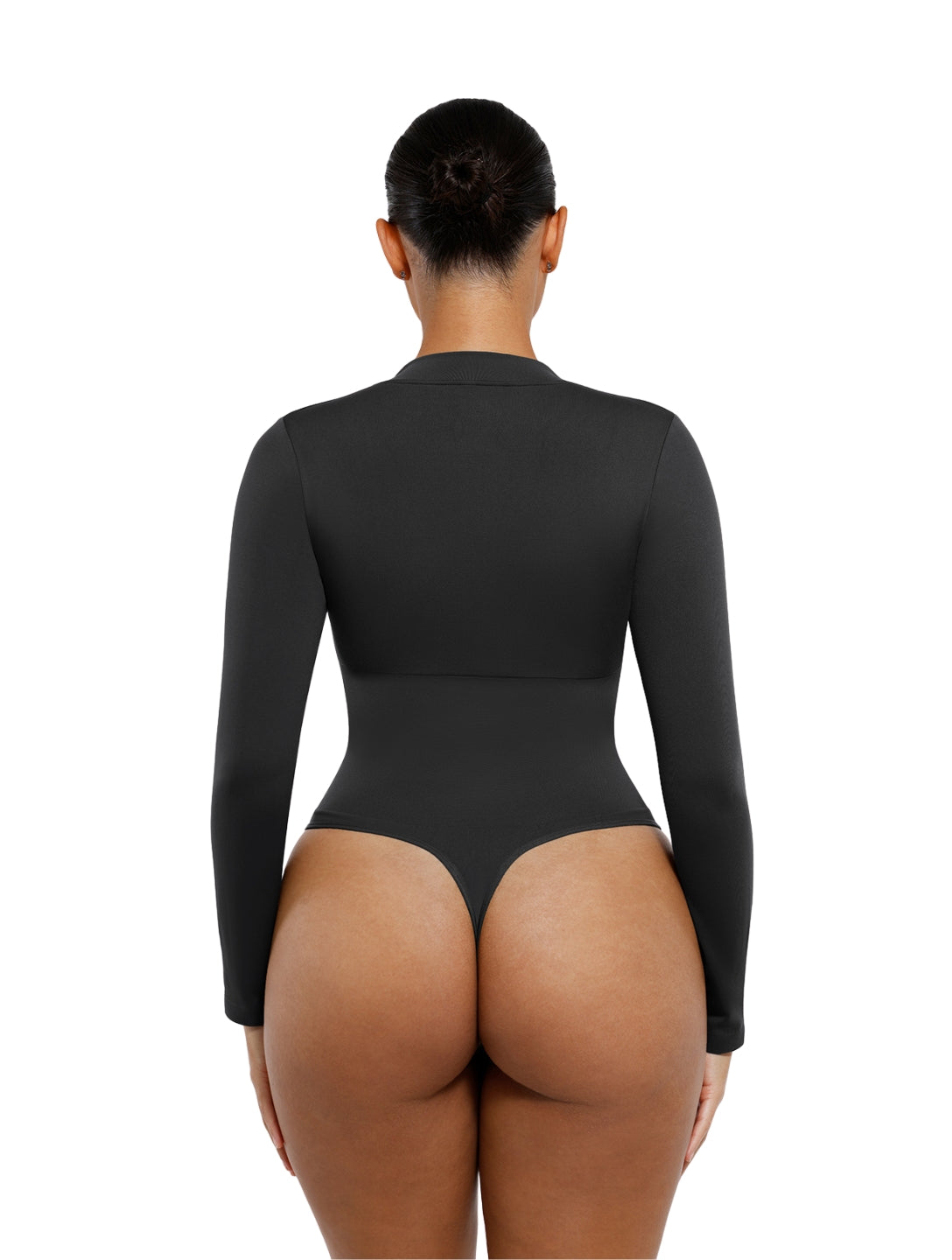 Derin V Yaka Fermuarlı Bodysuit