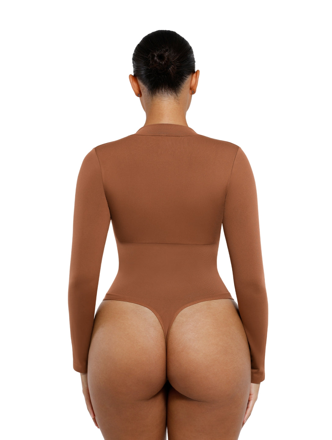 Derin V Yaka Fermuarlı Bodysuit